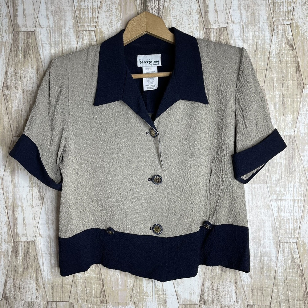 Vintage‎ PETITE PERCEPTIONS by IRENE B Short Blazer Jacket Size 12P Granny Core
